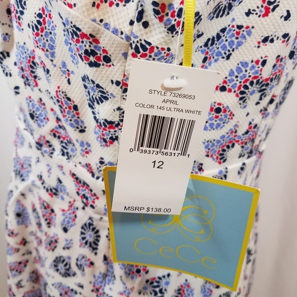 CeCe April Ultra White Cutout Dress 12 NWT - Picture 6 of 16